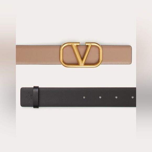 Valentino REVERSIBLE SIGNATURE BELT/GLOSSY CALFSKIN 30 MM SMOKEY/ NEW $6… - Picture 8 of 16
